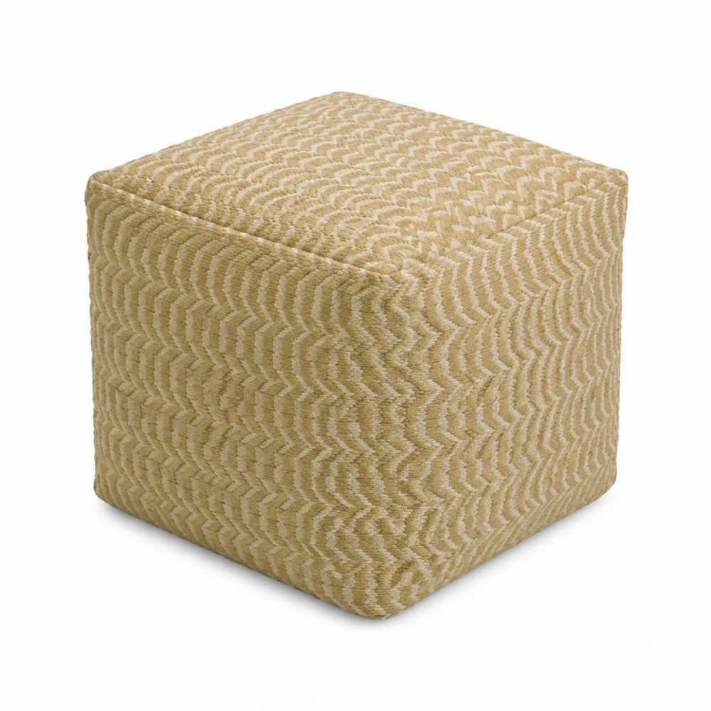 Poggiapiedi cubico in tessuto beige 40x40x40 cm
