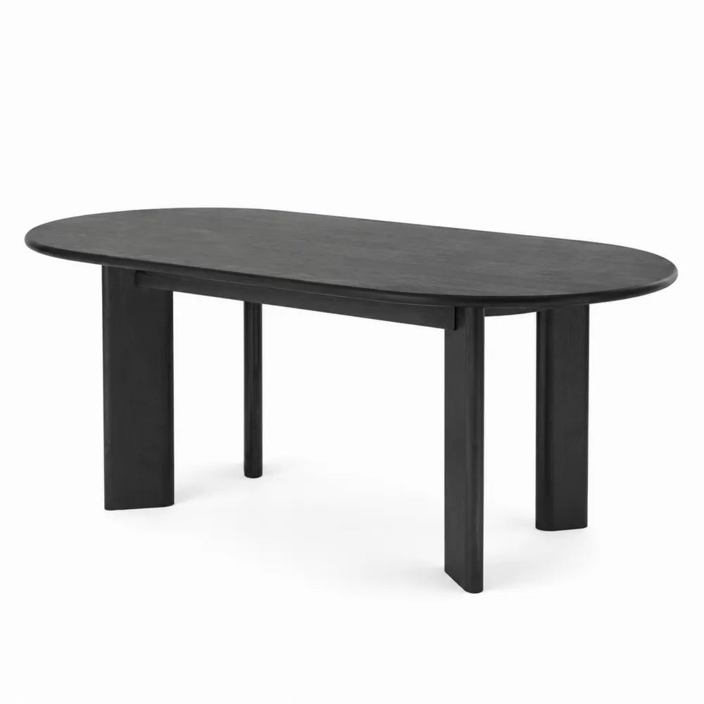 Tavolo Ovale in Legno Nero 200x100x75cm