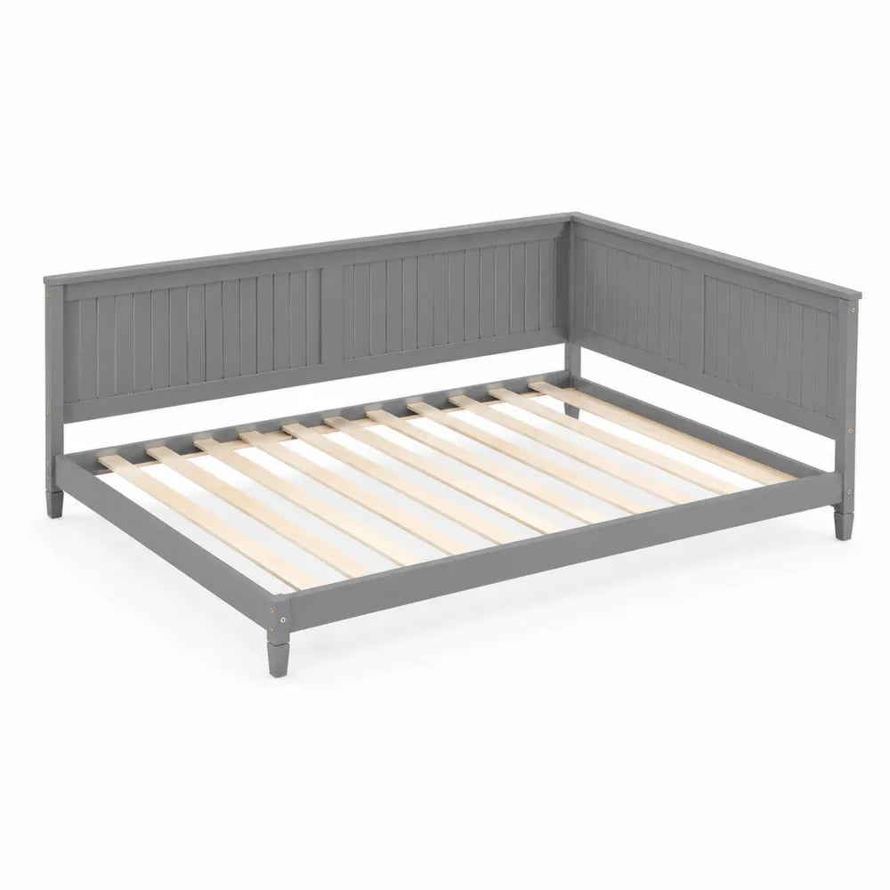 Letto angolare in legno grigio 200x140 cm