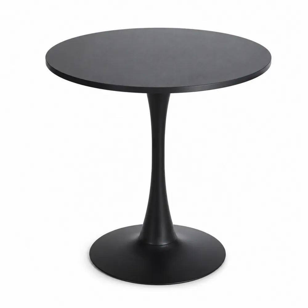 Tavolo rotondo nero in MDF e alluminio Ø 90 cm