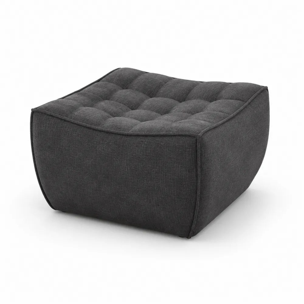 Pouf poggiapiedi quadrato in tessuto Grigio scuro 60x60x30 cm