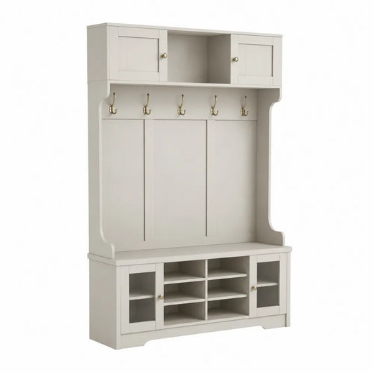 Guardaroba per Ingresso in Legno MDF con Ganci e Scaffali