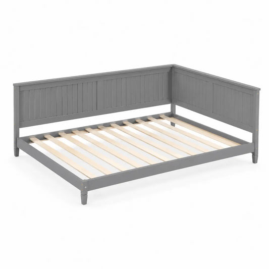 Letto angolare in legno grigio 200x140 cm